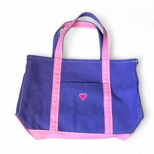 Rare Vintage LL Bean Boat Tote Mini Canvas Bag Pink Purple heart USA Cottagecore